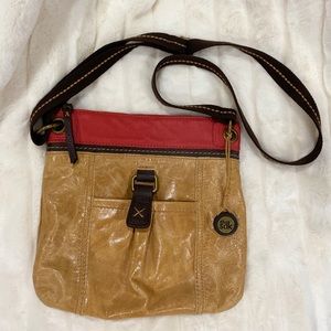 The Sak Red and Camel Leather Crossbody